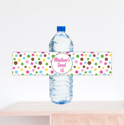 Sweet 16, Happy Birthday Water Bottle Label