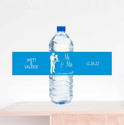Bride and Groom Water Bottle Label