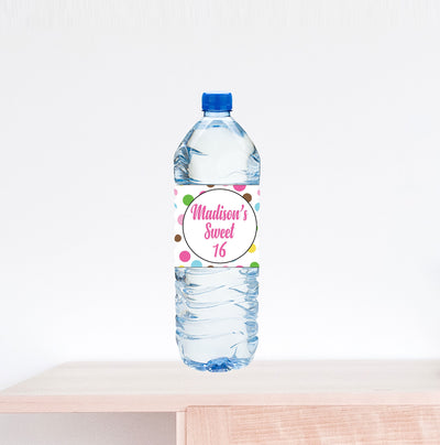 Sweet 16, Happy Birthday Water Bottle Label