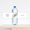 Monogram Floral Wreath Wedding Water Bottle Label