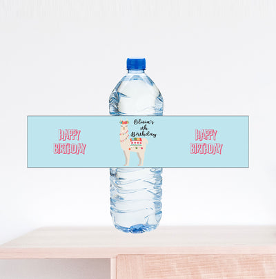 Llama Birthday Water Bottle Label