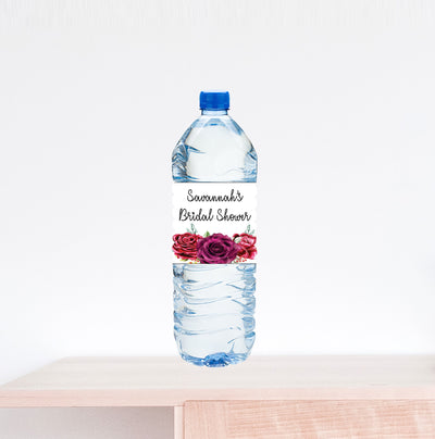 Rose Garland Bridal Shower Water Bottle Label