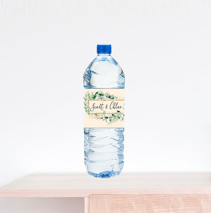 Eucalyptus Floral Wedding Water Bottle Label