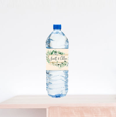 Eucalyptus Floral Wedding Water Bottle Label