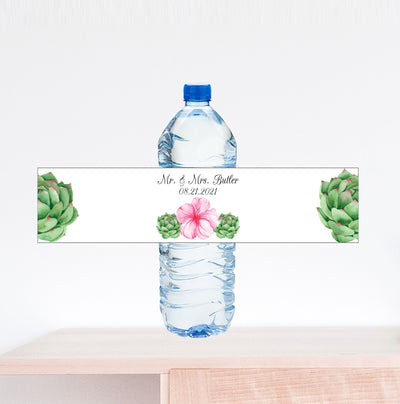 Succulent Wedding Water Bottle Label