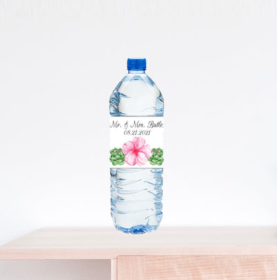 Succulent Wedding Water Bottle Label